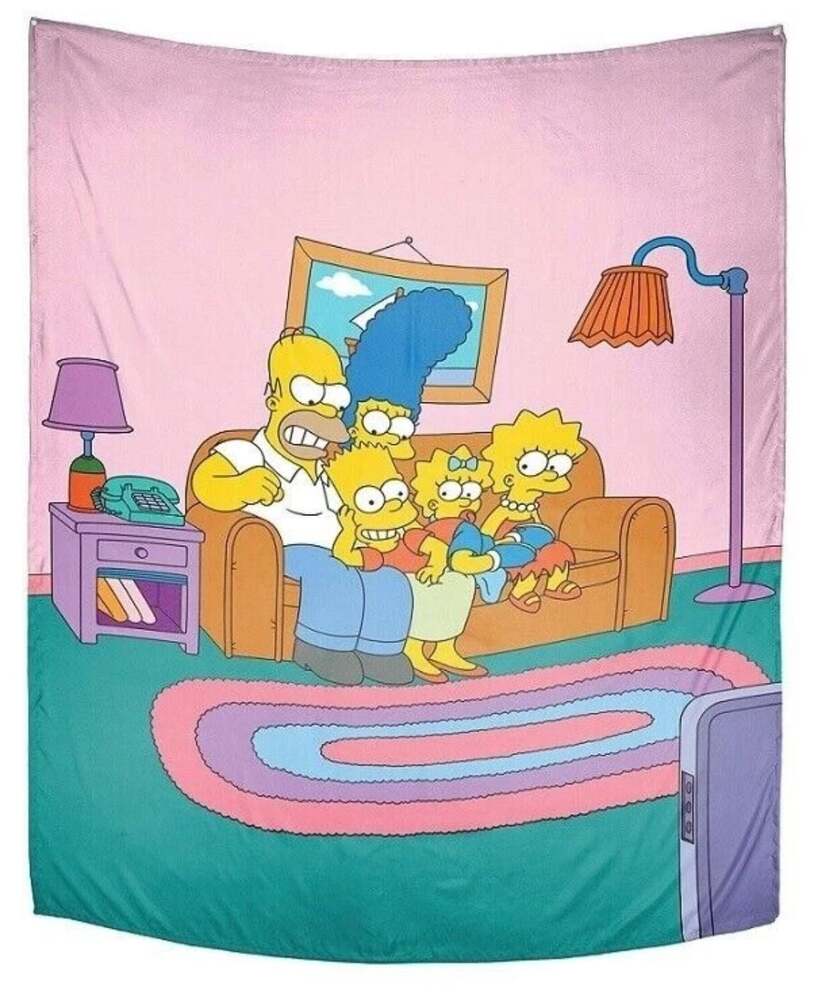 The Simpsons Classic Family On Couch Tapestry 50x60
